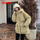 YAYA Down Jacket Women's Medium Long 2024 Winter New Fashion Outdoor Windproof Hooded Casual Warm Jacket YX Black L 165