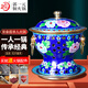 Guo Yiyuan thickened copper hot pot cloisonné pure copper single person environmentally friendly oil alcohol old Beijing mutton-shabu pure handmade fat beef hot pot blue background flower blooming wealth 19cm