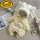 G.duck infant winter jumpsuit for girls, cute bunny hooded outdoor clothing, winter thickened quilted romper, yellow, fleece quilted 2459063 90cm 90