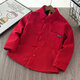 Boys' velvet long-sleeved shirt New Year's greetings clothes for children and babies Korean style trendy corduroy shirt tops red velvet 120