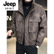 JEEP SPIRIT Leather Down Jacket Men's Winter Stand Collar 2025 New Casual Big Pocket American Retro Thickened Winter Jacket Brown M 100-130Jin Jin is equal to about 0.5 kg
