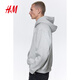 H&M Men's Sweatshirt 2025 Winter Plus Velvet Couple Outdoor Drop Shoulder Loose Red Christmas Hoodie 0970819 Gray S 170/92