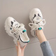 OLJ luxury high-end brand women's shoes breathable dad shoes 026 latest white shoes thick soles small sports shoes showing feet black and white upgraded solid soft sole 36