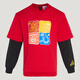 Adidas Children's Clothing 26 New Year's Boys' Round Neck Red Sweatshirt Medium and Large Children's Fake Two-piece Sports Pullover KV6980