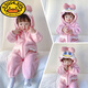 G.duck autumn and winter baby jumpsuit thickened cotton clothes cute baby crawling clothes cute animal home clothes pajamas outing clothes double layer late autumn purple duck 59cm height 52-59cm
