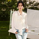 THE SEA LIFE 2026 spring new shirt women's bow ribbon V-neck top 230062 cloud white S