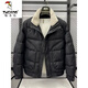 Woodpecker (TUCANO) 2025 winter new leather down jacket men's trendy style detachable fur collar cold-proof jacket thickened winter jacket black M