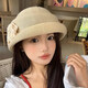 Zunti hat women's camellia curled linen beret spring thin breathable face-showing Little Hepburn style top hat painter's hat beige one size