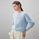 Komenboca 2025 autumn and winter new style loose lazy style cashmere sweater women's round neck sweater thickened base sweater colorful dot blue M