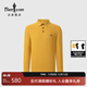 Biyinlefen skin-friendly and dry spring and autumn men's tops light business casual versatile multi-color long-sleeved polo shirt bottoming shirt 23 dark yellow XL (110)