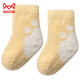 MiiOW baby socks, thickened and velvet warm in winter, newborn babies from 0 to March, coral velvet autumn and winter children's mid-calf socks, down gauze men's clothing, autumn and winter style, 3 pairs, one size fits all, 0-6 months (recommended foot length 6-8CM)