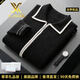 XJSGS international luxury high-end brand men's pure wool knitted bottoming shirt autumn and winter thickened lapel casual sweater high-end black men's brand winter style S