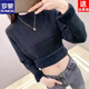 ROMON brand women's all-in-one velvet thickened bottoming sweater for women 26 autumn and winter new half turtleneck women's thermal top black high quality quality assurance M recommended weight 106Jin Jin equals 0.5kg -120Jin Jin equals 0.5kg