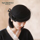 Hat Women's Black Mesh Autumn and Winter New French Retro Hat Short Brim Fashion Felt Hat British Elegant Wool Hat Double Bead Mesh Black Adjustable M (55-58cm)