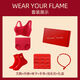 Fenton zodiac year red underwear set for women, push-up seamless bra, seamless underwear, gift box set, gift box set, bra + underwear + socks + extension buckle + bracelet M (70B70C75A)