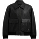 COACH FW24 Solid Color Long Sleeve Leather Jacket with Flap Pocket Men's Black Black M