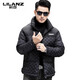 利郎（LILANZ）鹅绒羽绒服男短款2025新款冬季加厚保暖立领中年防寒男外套 黑色 XL 180