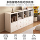 Bookcase and storage cabinet integrated living room wall multi-layer grid storage cabinet home simple and practical bookshelf eight grid warm white 120*29*75cm
