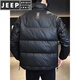 JEEP SPIRIT Leather Down Jacket Men's Winter 2025 New Men's Youth Short Winter Wear Thickened Stand Collar Jacket Army Green M