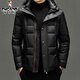 Пуховик «Дятел», мужская зимняя утолщенная теплая куртка на белом утином пуху 90, модная короткая зимняя куртка с капюшоном из флиса с высоким наполнением, RR-YR82506, черный M