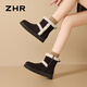 ZHR is the snow boots for women, thickened and velvet warm cotton shoes, women's 2025 winter new versatile furry shoes, coffee color 37