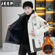 JEEP SPIRIT winter coat men's jacket hooded casual plus velvet thickened warm work jacket windbreaker 2025 new winter wear black M