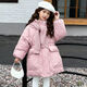 Wooden house girls' velvet thickened cotton jacket 2026 winter new Korean style medium and long versatile cotton jacket girls' large cotton jacket red with woolen hat 150
