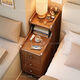 Fantasy Bedside Table Bedroom Small Bedside Table Movable Narrow Cabinet FAS Grade Rubber Wood 216 Upgraded Model #Original Wood Color 40x40x70cm