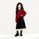Girls red New Year's wear sweater dress suit autumn and winter children's fashion girls' New Year's greetings two-piece set red sweater vest + skirt suit 160
