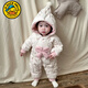 G.duck Little Yellow Duck New Baby Cotton Clothes Winter Jumpsuits Winter Clothes Super Cute Outing Clothes Infant Winter Clothes Hug Clothing Bow Down Down Cotton Jumpsuit 66cm