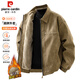 Pierre Cardin jacket men's autumn and winter American retro trendy clothes men's velvet warm jacket men's brown velvet XL
