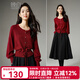 ONE BUYE Qiji Red New Year's Outfit Tops 2026 Spring This Year's Popular Design Lantern Sleeve Sweater Women's Red M