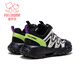 Fuluo Mi Girls' Sports Shoes Spring Knob Buckle Outdoor Casual Shoes Medium and Large Children's Non-Slip Breathable Hiking Shoes Black 28