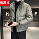 Hengyuanxiang down jacket men's winter 2026 new hooded short style high-end thickened warm jacket military green L 115-130Jin Jin equals 0.5 kg
