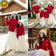 G.duck New Year red parent-child outfit for girls sweet bow pullover sweater fashionable mother-daughter outfit family portrait sweater trendy hot sale red (bow tie) 80 children