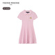 Teenie Weenie Kids 26 years new girls college woolen lapel short-sleeved dress pink 140cm
