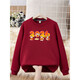 Festive parent-child outfit for a family of three and four, family outfit plus velvet sweatshirt 2026 Year of the Horse New Year burgundy top sweatshirt red silver fox velvet Fuma 185 (L)