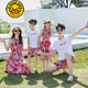 G.duck Sanya seaside vacation parent-child outfit family of four photo taking beach skirt mother and daughter dress summer father and son suit green (default female skirt/male suit) Mom M