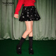 Taoding girls skirt autumn and winter new velvet flower bud skirt big children girls star printed fluffy A-line skirt black velvet flower bud skirt 160 /M|80-105Jin Jin equals 0.5 kg