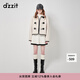 DZZIT short coat autumn and winter retro style silver windbreaker chain button for women white S