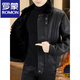 ROMON winter fur all-in-one leather jacket men's velvet thickened lapel handsome jacket trendy warm and fashionable winter wear black 85513 4XL