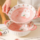 Tuojin cute ceramic double-eared soup bowl, large snail noodle bowl, large bowl, children's instant noodle bowl, personal rice bowl and dish set, exquisite gift box for 6 people, 27-piece set