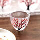 Fantasy hand-painted cherry blossom tree glass wine set white wine rice wine cup household one or two spirit cups warmer jug sake jug cherry blossom tree 1 pot 4 cups + wine warmer + bamboo middle plate + thermostat