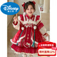 Disney Girls Hanfu Dress Autumn and Winter 2025 New Plus Velvet Baby Girl New Chinese New Year Wear Tang Suit Princess Dress Red 100