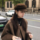 MITHAOL KUSC Autumn and Winter Painter Hat Korean Style Trendy Small Fragrant Style Beret Versatile Fashion Simple Temperament Top Hat Women Brown Brown One Size