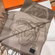 Hermes (HERMES) 26th new TeteEquestre two-color pattern design cashmere Year of the Horse scarf for men and women, New Year gift, taupe H393398T 01 25*170cm