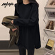 MJ STYLE长袖开衩T恤女2026春秋新款宽松套头纯色打底衫运动风百搭上衣