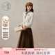 Zihan (ZIHAN) Zihan retro literary style long-sleeved mesh dress knitted cardigan two-piece suit skirt for women 2025 winter new style Mocha Mousse L