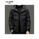 利郎（LILANZ）火山岩蓄热鸭绒羽绒服短款男士冬加厚保暖面包服休闲连帽外套 黑色 14XL (190)