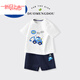 Disney (Disney) Boys Suit 2025 Summer New Small and Medium-sized Children's Baby Short-Sleeved Shorts Two-piece Set Children's Cotton Children's Clothes AP14034 White + I13799K Navy Blue 80